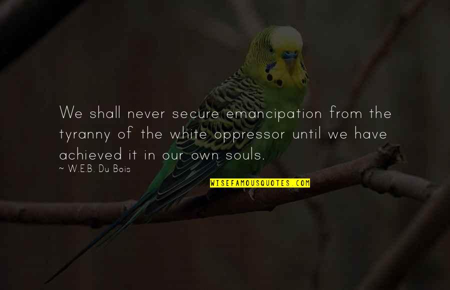 Oppressor Quotes By W.E.B. Du Bois: We shall never secure emancipation from the tyranny