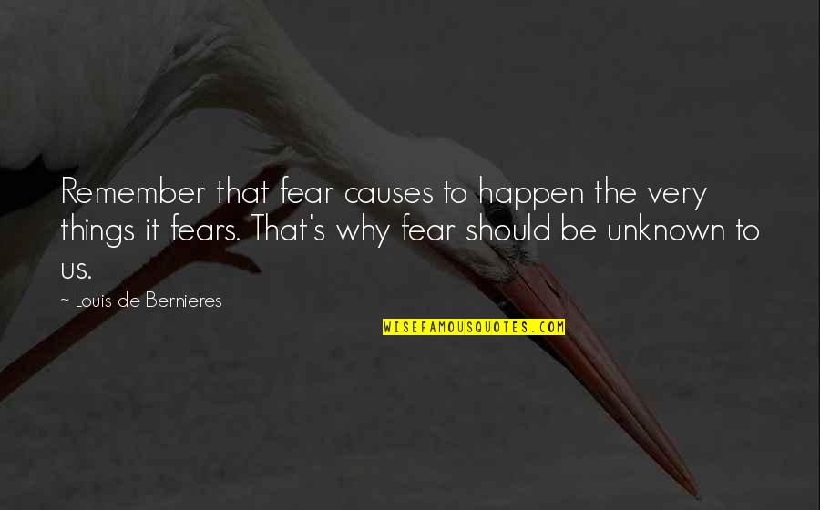 Opprobrium Band Quotes By Louis De Bernieres: Remember that fear causes to happen the very