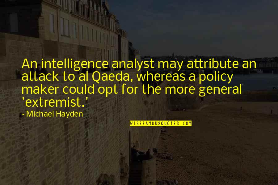 Opt Out Quotes By Michael Hayden: An intelligence analyst may attribute an attack to Opt Out Quotes By Michael Hayden: An intelligence analyst may attribute an attack to