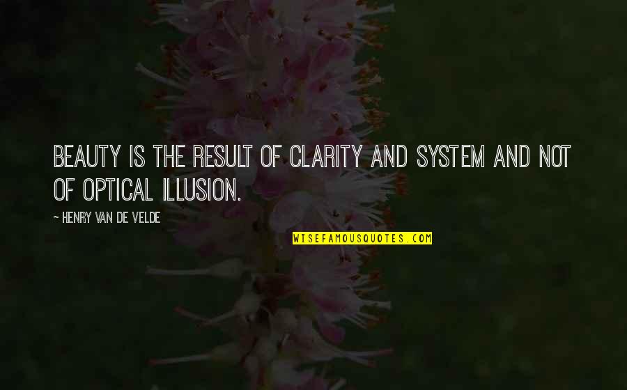 Optical Quotes By Henry Van De Velde: Beauty is the result of clarity and system