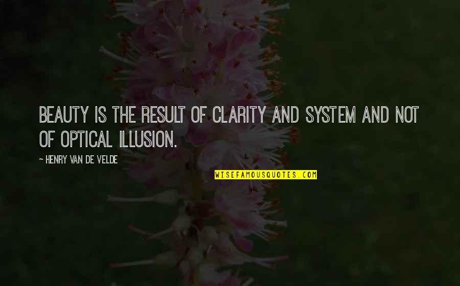 Optical Quotes By Henry Van De Velde: Beauty is the result of clarity and system Optical Quotes By Henry Van De Velde: Beauty is the result of clarity and system