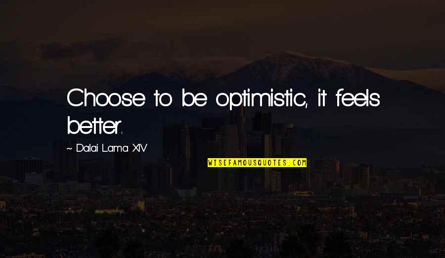 Optimism And Optimistic Quotes By Dalai Lama XIV: Choose to be optimistic, it feels better.