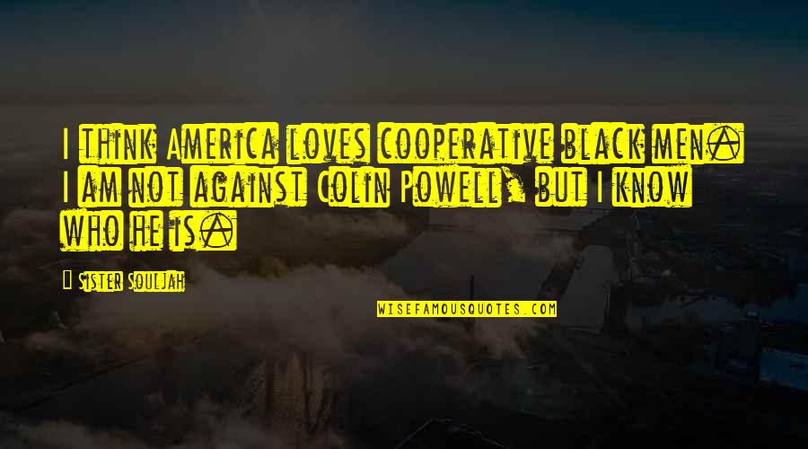 Optimism Funny Quotes By Sister Souljah: I think America loves cooperative black men. I