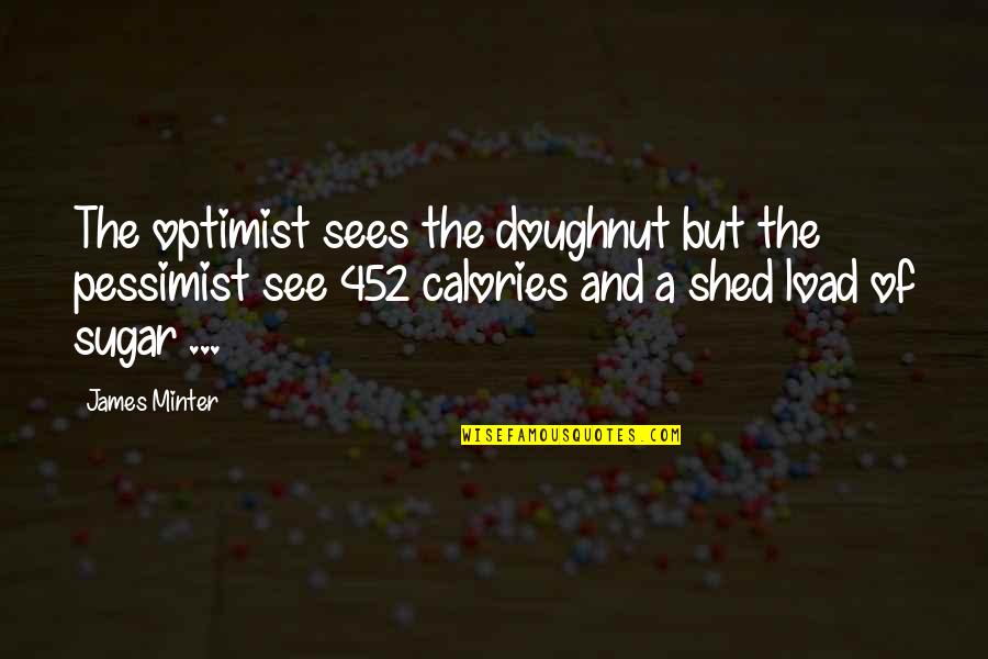 Optimist Pessimist Quotes By James Minter: The optimist sees the doughnut but the pessimist