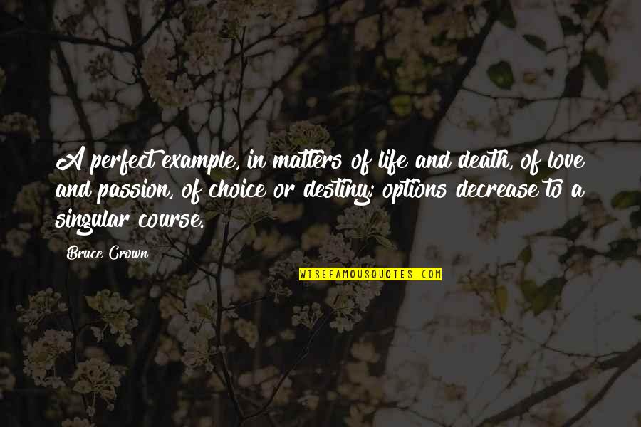 Options In Love Quotes By Bruce Crown: A perfect example, in matters of life and