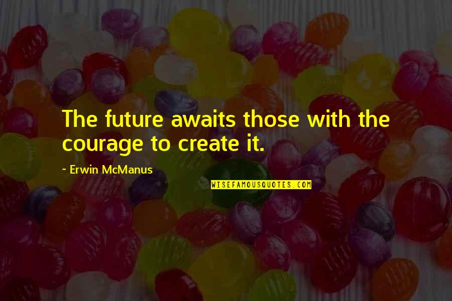 Optreden Verleden Quotes By Erwin McManus: The future awaits those with the courage to