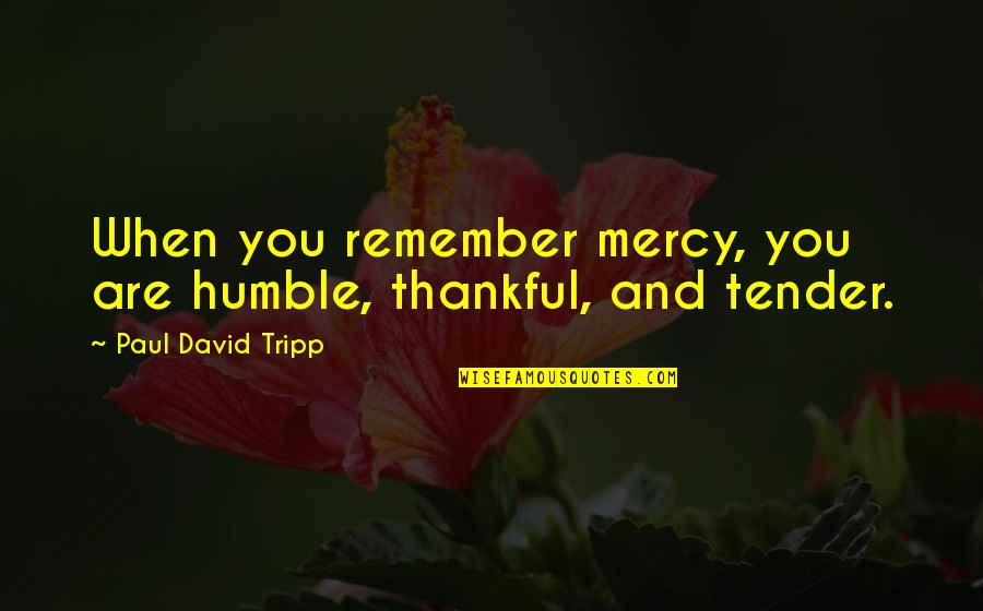 Opus Penguin Quotes By Paul David Tripp: When you remember mercy, you are humble, thankful,