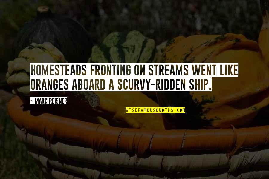 Oranges Quotes By Marc Reisner: Homesteads fronting on streams went like oranges aboard