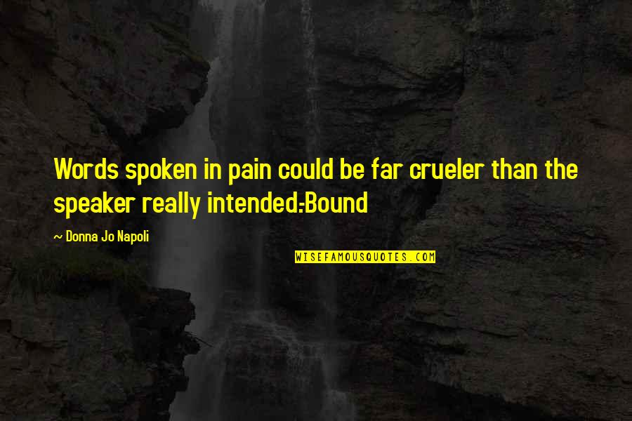 Orbegoso Peru Quotes By Donna Jo Napoli: Words spoken in pain could be far crueler