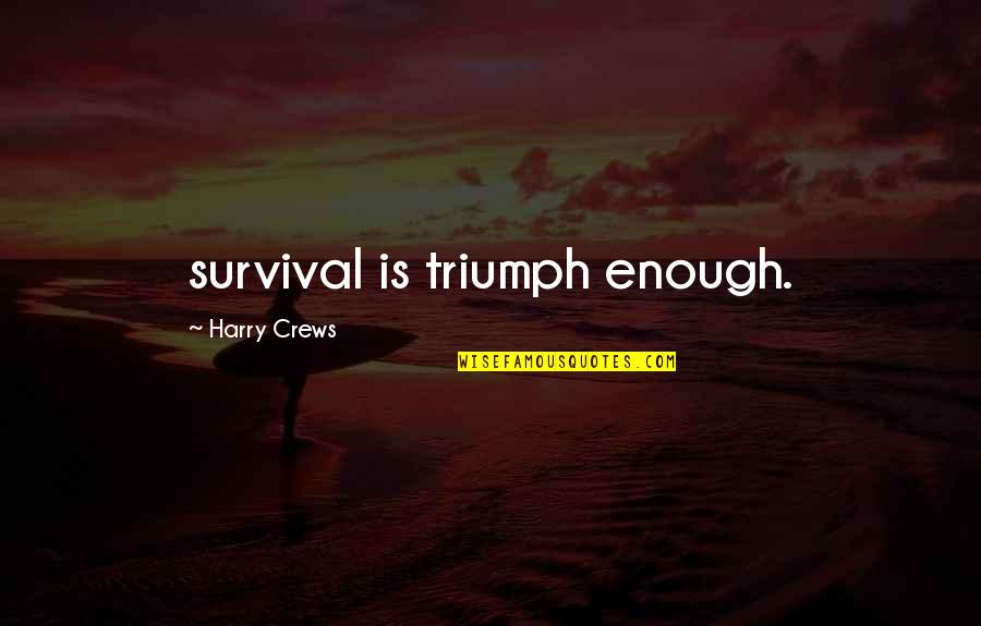 Orch Quotes By Harry Crews: survival is triumph enough.