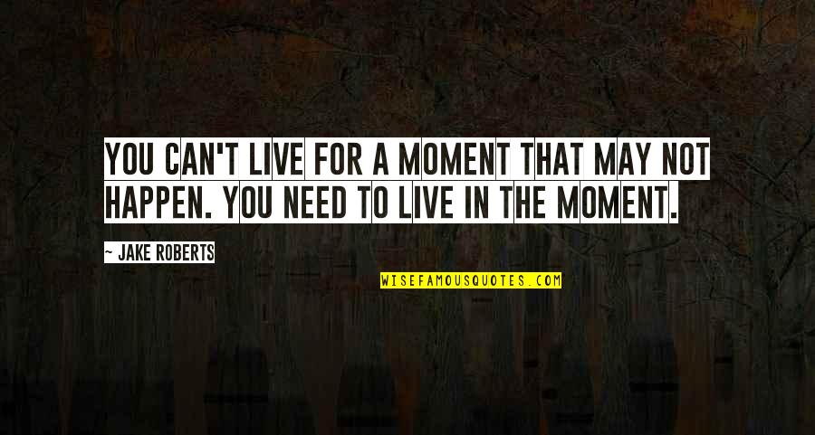 Ordentlich Quotes By Jake Roberts: You can't live for a moment that may