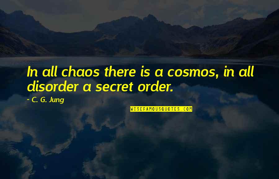 Order And Disorder Quotes By C. G. Jung: In all chaos there is a cosmos, in