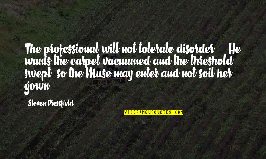 Order And Disorder Quotes By Steven Pressfield: The professional will not tolerate disorder ... He