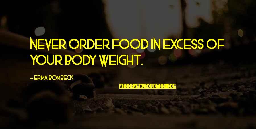 Order Now Food Quotes By Erma Bombeck: Never order food in excess of your body