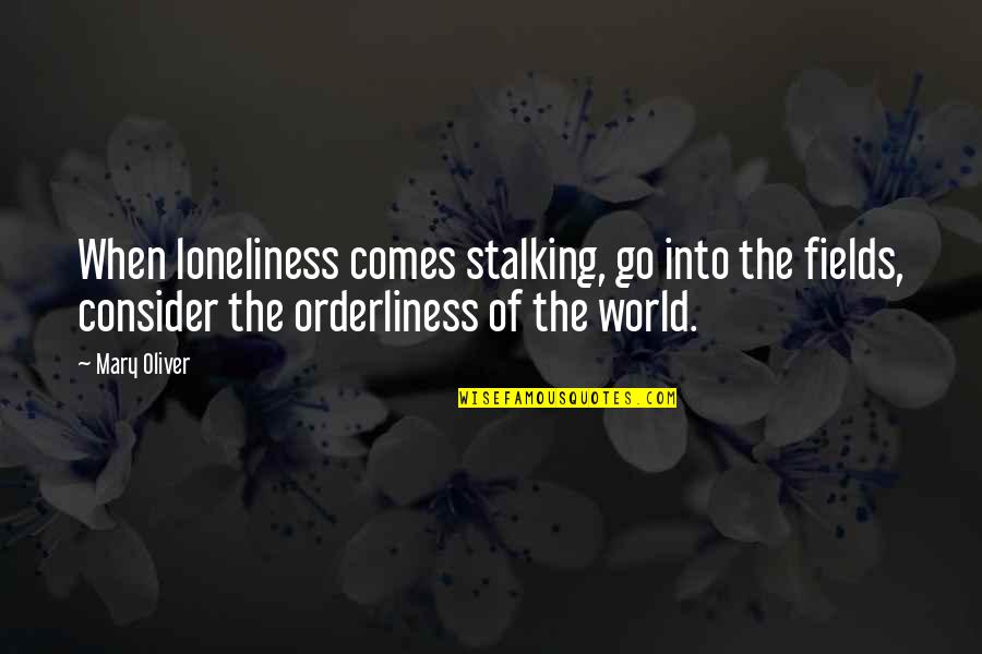 Orderliness Quotes By Mary Oliver: When loneliness comes stalking, go into the fields,