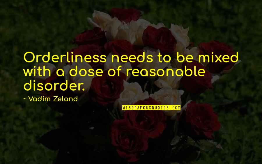 Orderliness Quotes By Vadim Zeland: Orderliness needs to be mixed with a dose