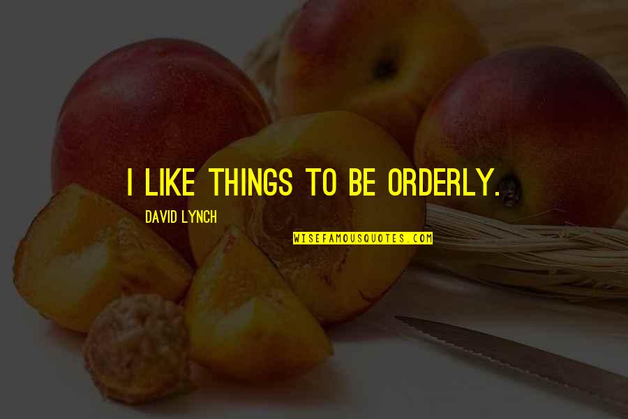 Orderly's Quotes By David Lynch: I like things to be orderly.
