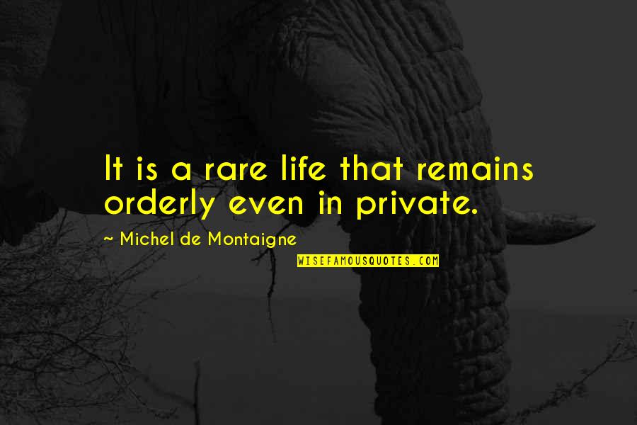 Orderly's Quotes By Michel De Montaigne: It is a rare life that remains orderly