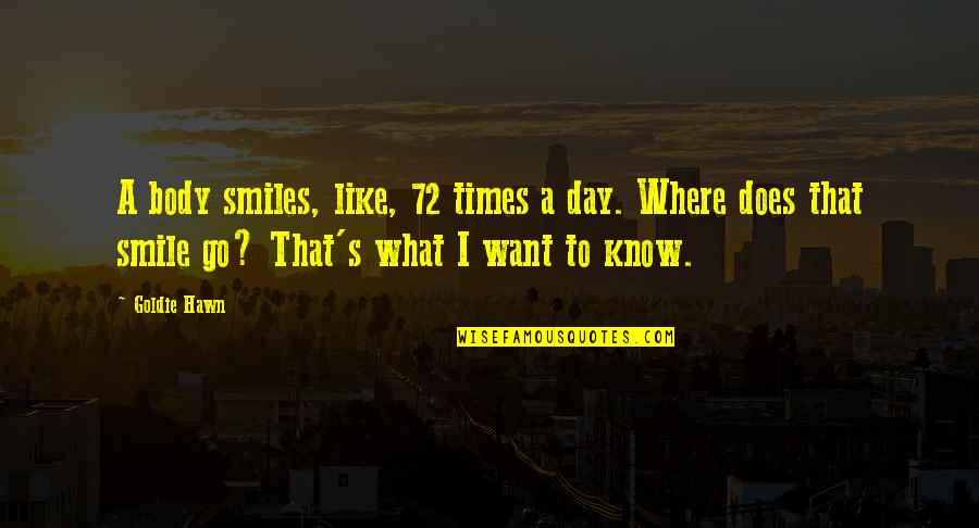 Orense 1 Quotes By Goldie Hawn: A body smiles, like, 72 times a day. Orense 1 Quotes By Goldie Hawn: A body smiles, like, 72 times a day.