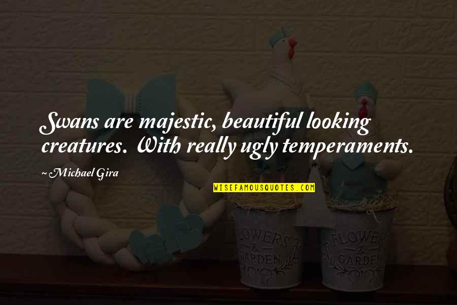 Orense 1 Quotes By Michael Gira: Swans are majestic, beautiful looking creatures. With really