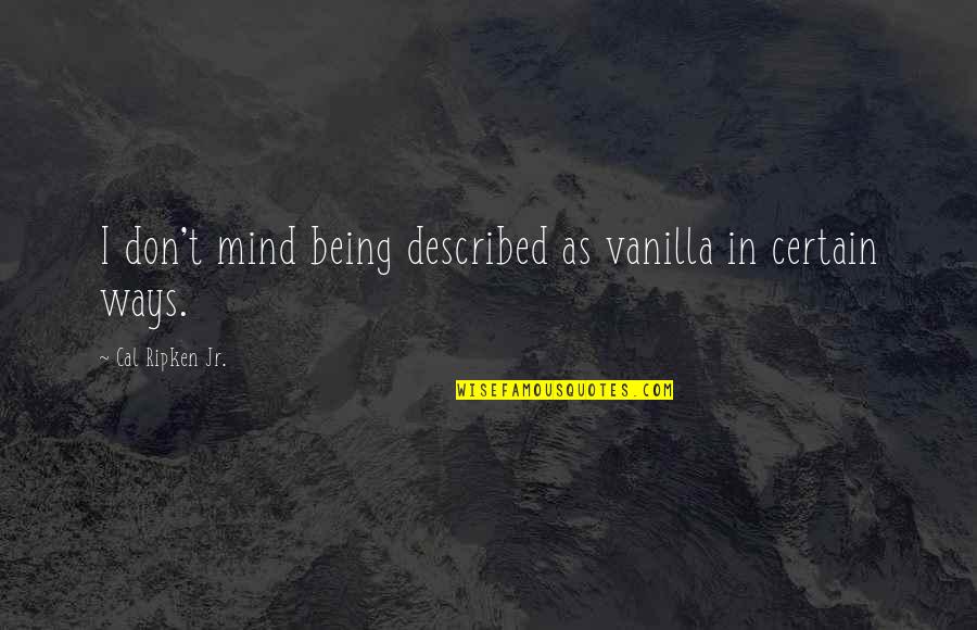 Orero Secondary Quotes By Cal Ripken Jr.: I don't mind being described as vanilla in Orero Secondary Quotes By Cal Ripken Jr.: I don't mind being described as vanilla in
