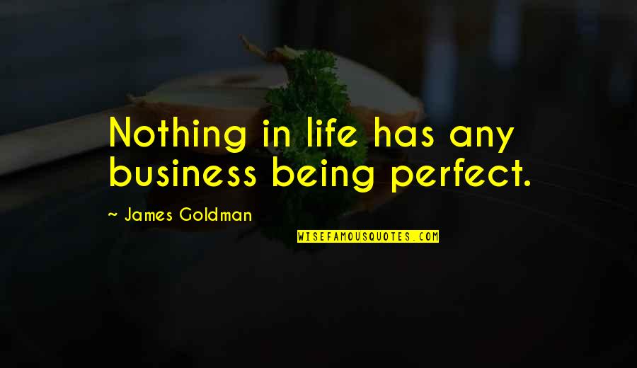 Oreskes Michael Quotes By James Goldman: Nothing in life has any business being perfect.