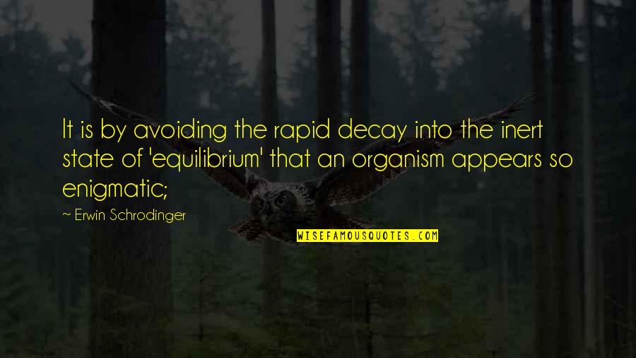 Organism Quotes By Erwin Schrodinger: It is by avoiding the rapid decay into