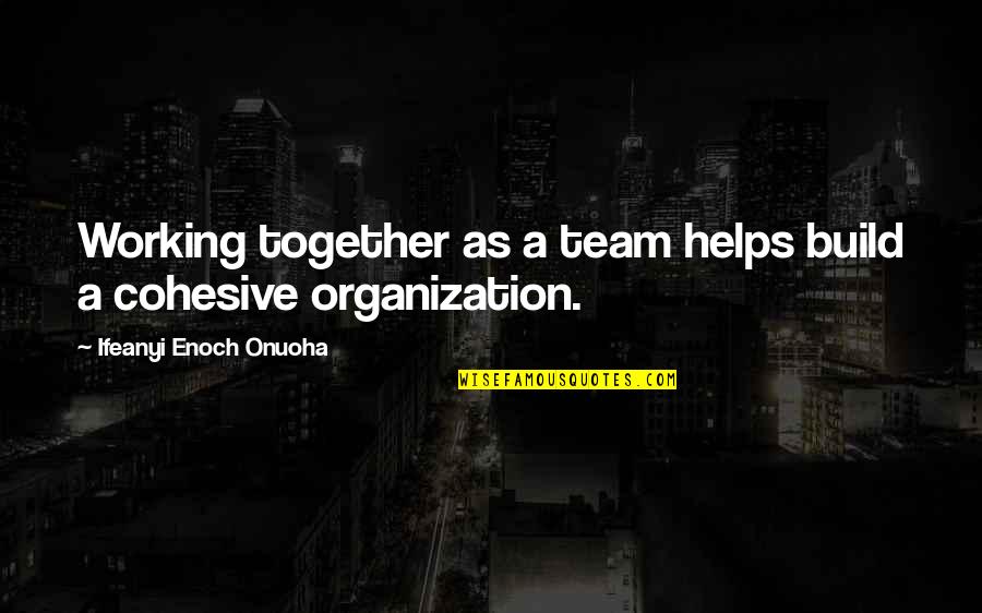 Organization And Success Quotes By Ifeanyi Enoch Onuoha: Working together as a team helps build a Organization And Success Quotes By Ifeanyi Enoch Onuoha: Working together as a team helps build a