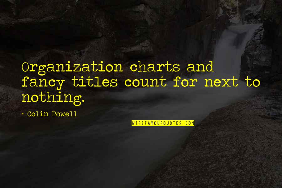 Organization Charts Quotes By Colin Powell: Organization charts and fancy titles count for next