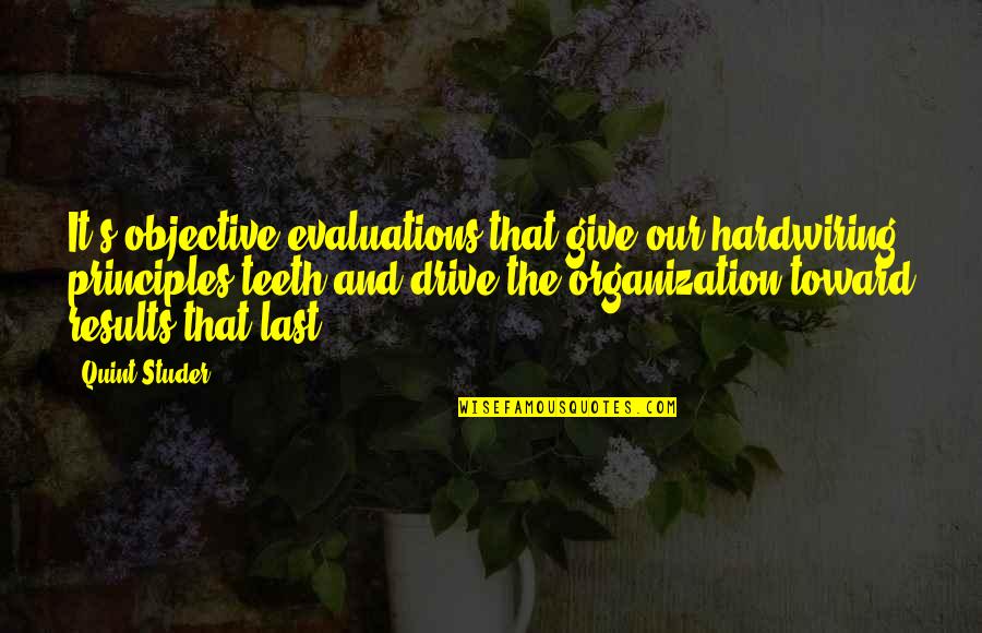 Organization Learning Quotes By Quint Studer: It's objective evaluations that give our hardwiring principles