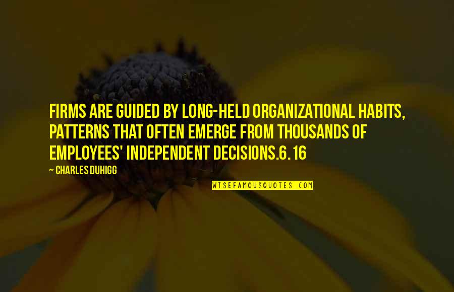 Organizational Quotes By Charles Duhigg: Firms are guided by long-held organizational habits, patterns