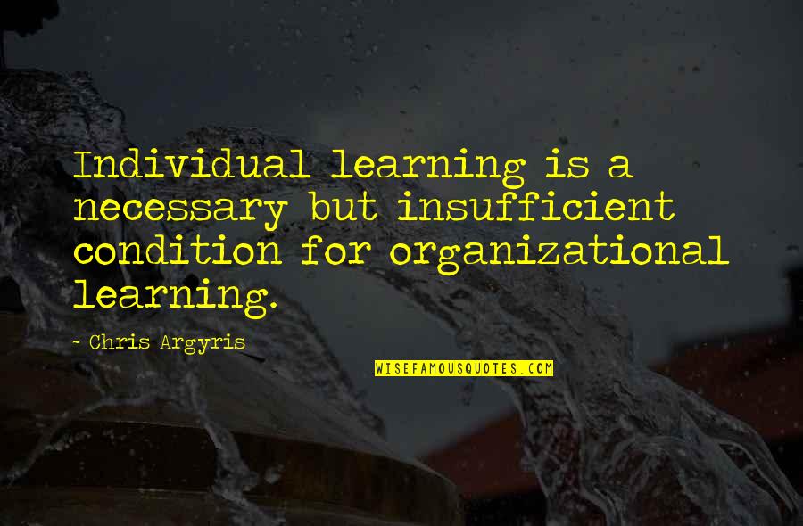 Organizational Quotes By Chris Argyris: Individual learning is a necessary but insufficient condition