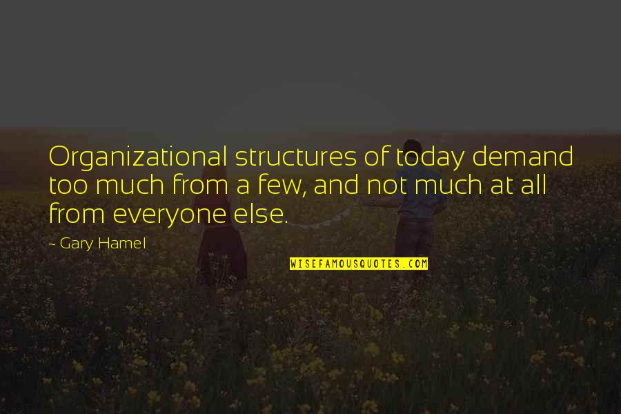 Organizational Quotes By Gary Hamel: Organizational structures of today demand too much from