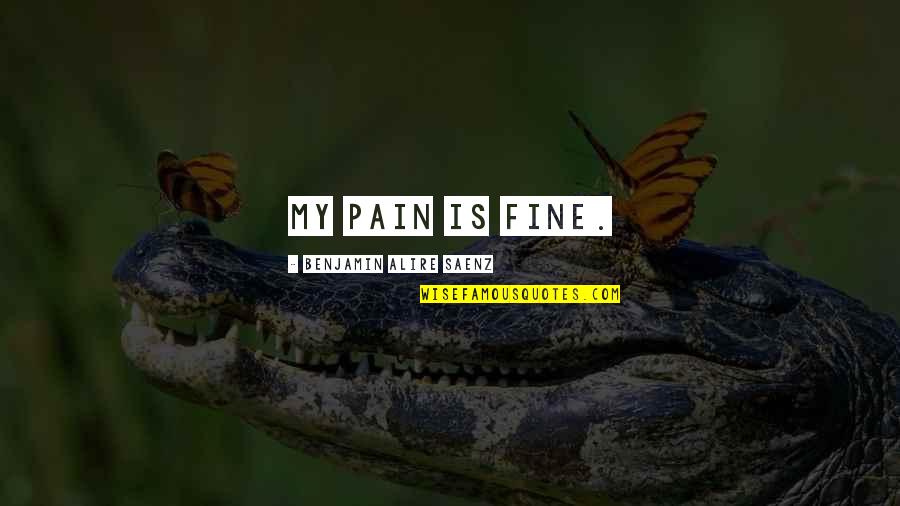 Organized People Are Just Too Lazy To Look For Things Quotes By Benjamin Alire Saenz: My pain is fine. Organized People Are Just Too Lazy To Look For Things Quotes By Benjamin Alire Saenz: My pain is fine.