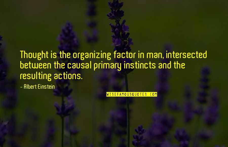 Organizing Quotes By Albert Einstein: Thought is the organizing factor in man, intersected
