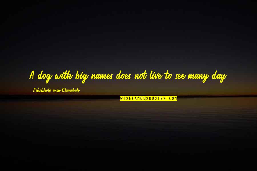 Oria Quotes By Aihebholo-oria Okonoboh: A dog with big names does not live Oria Quotes By Aihebholo-oria Okonoboh: A dog with big names does not live
