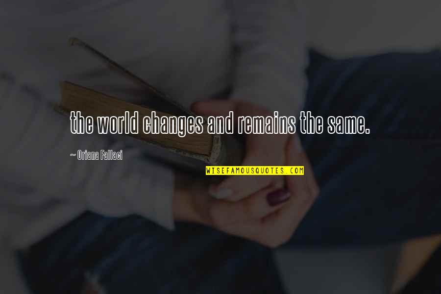 Oriana Fallaci Quotes By Oriana Fallaci: the world changes and remains the same.