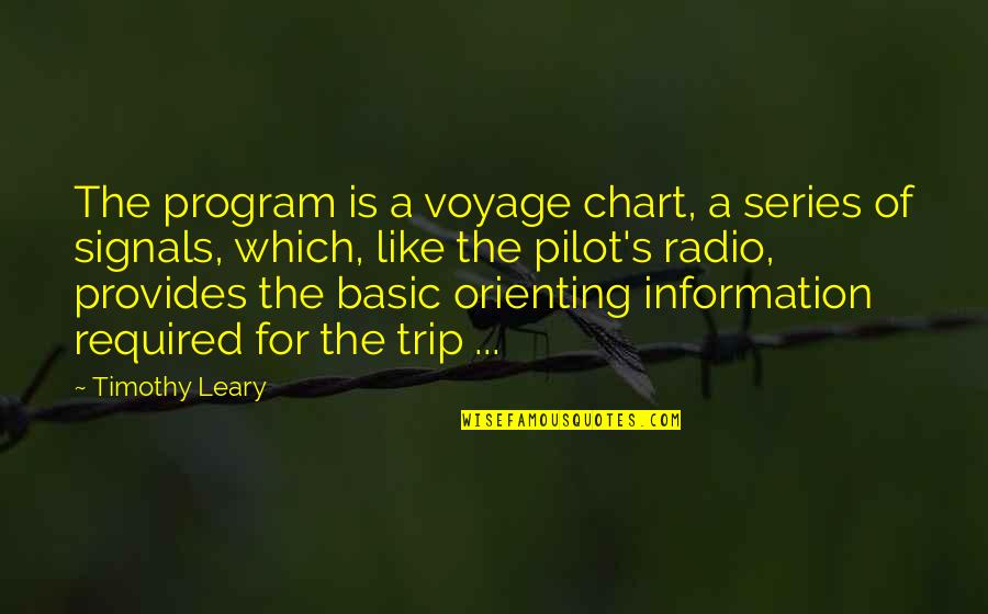 Orienting Quotes By Timothy Leary: The program is a voyage chart, a series