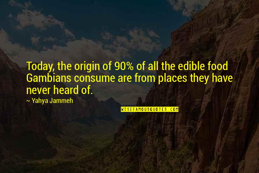 Origin Quotes By Yahya Jammeh: Today, the origin of 90% of all the