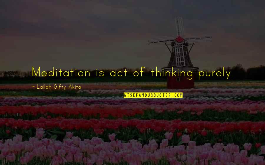 Originally Important Quotes By Lailah Gifty Akita: Meditation is act of thinking purely.