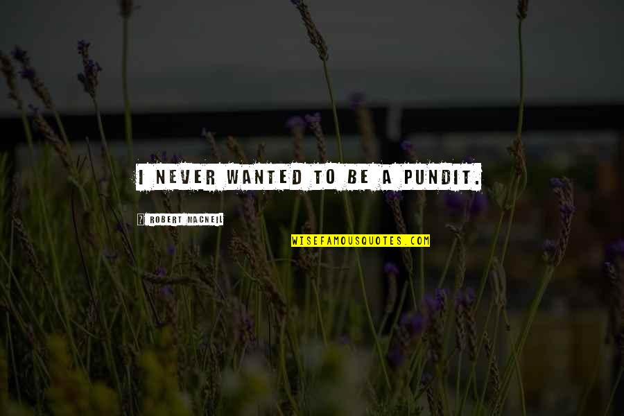 Originalmente En Quotes By Robert MacNeil: I never wanted to be a pundit.