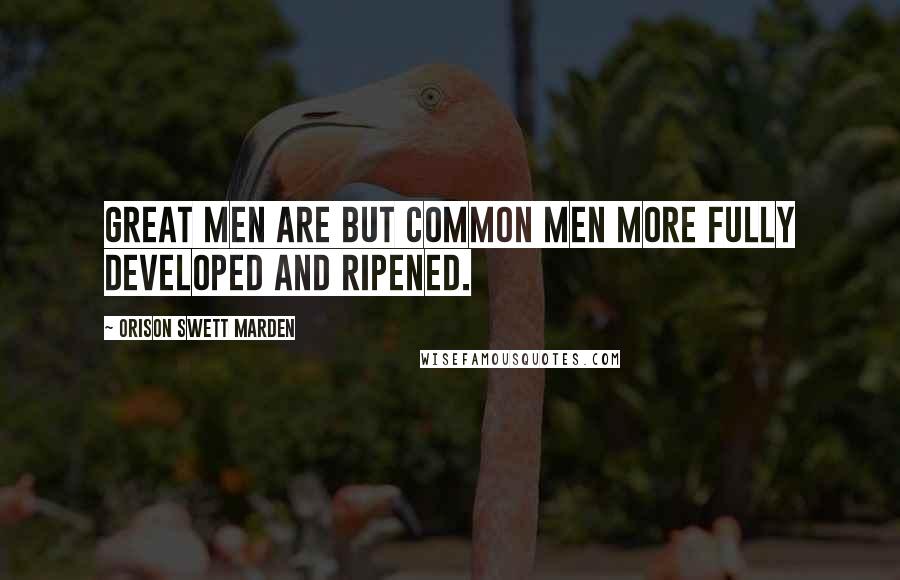 Orison Swett Marden quotes: Great men are but common men more fully developed and ripened.