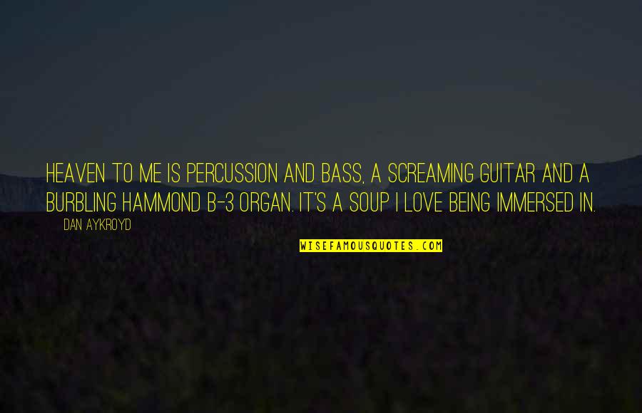 Orkan Telhan Quotes By Dan Aykroyd: Heaven to me is percussion and bass, a Orkan Telhan Quotes By Dan Aykroyd: Heaven to me is percussion and bass, a