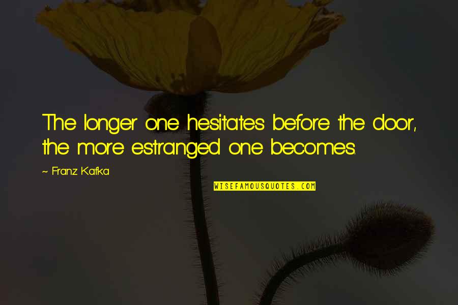 Orkut Funny Quotes By Franz Kafka: The longer one hesitates before the door, the
