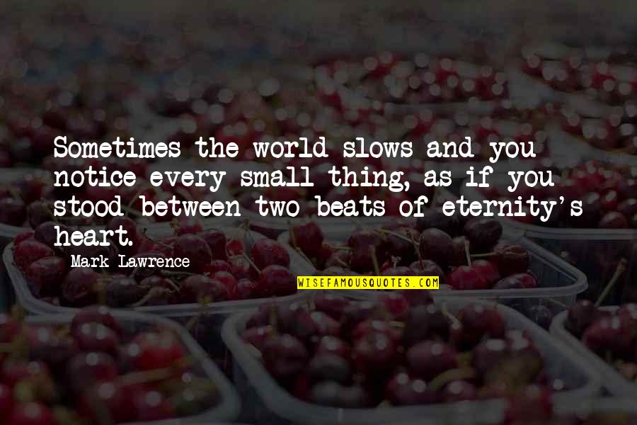 Ornithologists Quotes By Mark Lawrence: Sometimes the world slows and you notice every Ornithologists Quotes By Mark Lawrence: Sometimes the world slows and you notice every