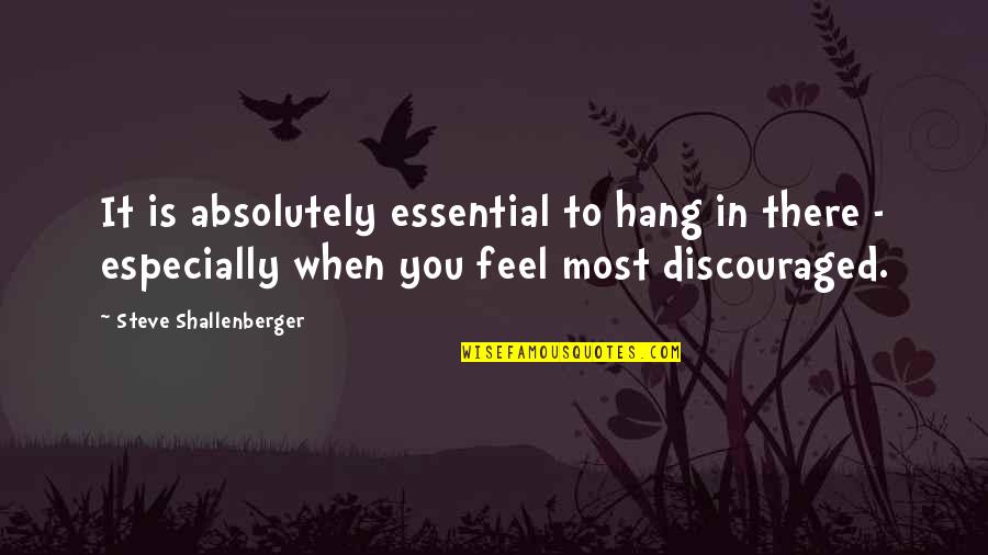 Ornithology Quotes By Steve Shallenberger: It is absolutely essential to hang in there