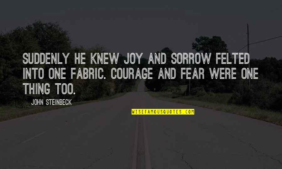 Ortaya Cikarmak Quotes By John Steinbeck: Suddenly he knew joy and sorrow felted into