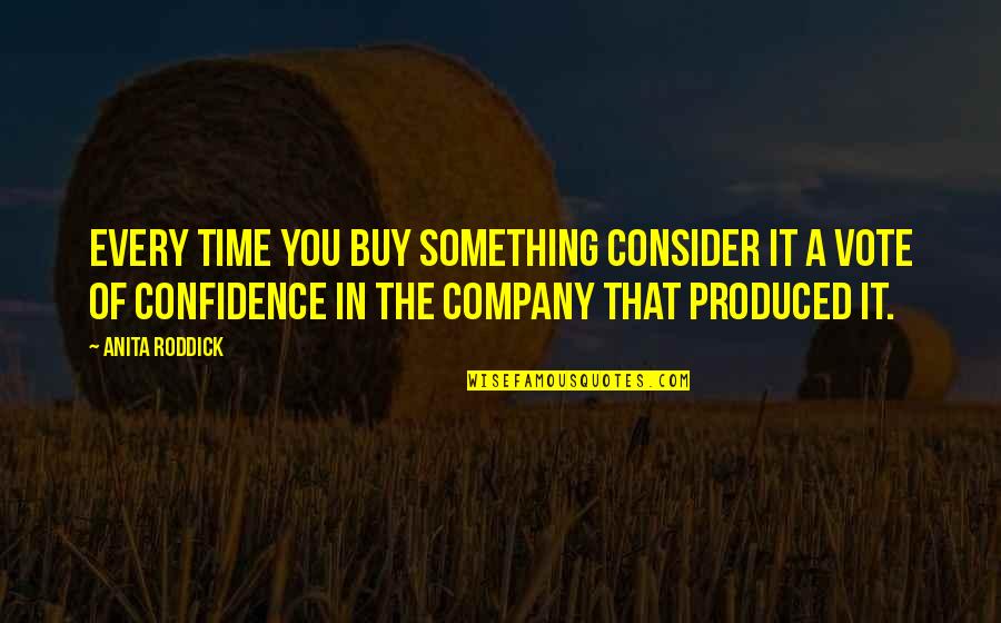 Orthodonture Quotes By Anita Roddick: Every time you buy something consider it a Orthodonture Quotes By Anita Roddick: Every time you buy something consider it a