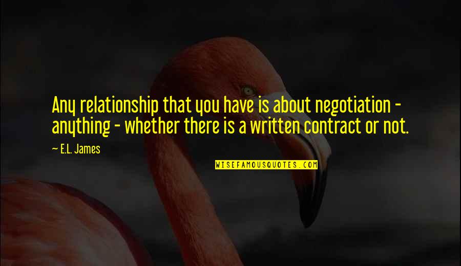 Orthoula Quotes By E.L. James: Any relationship that you have is about negotiation