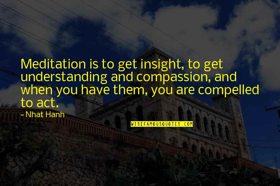 Ortodoxa Russa Quotes By Nhat Hanh: Meditation is to get insight, to get understanding Ortodoxa Russa Quotes By Nhat Hanh: Meditation is to get insight, to get understanding